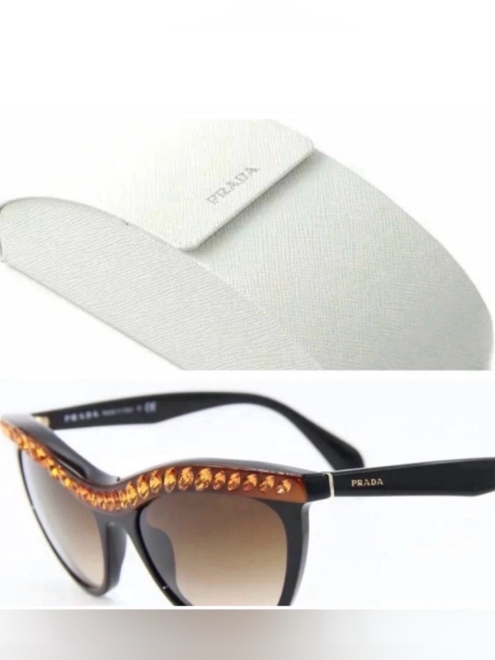 Authentic Women's PRADA made in Italy Black Cat-Eye Sunglasses